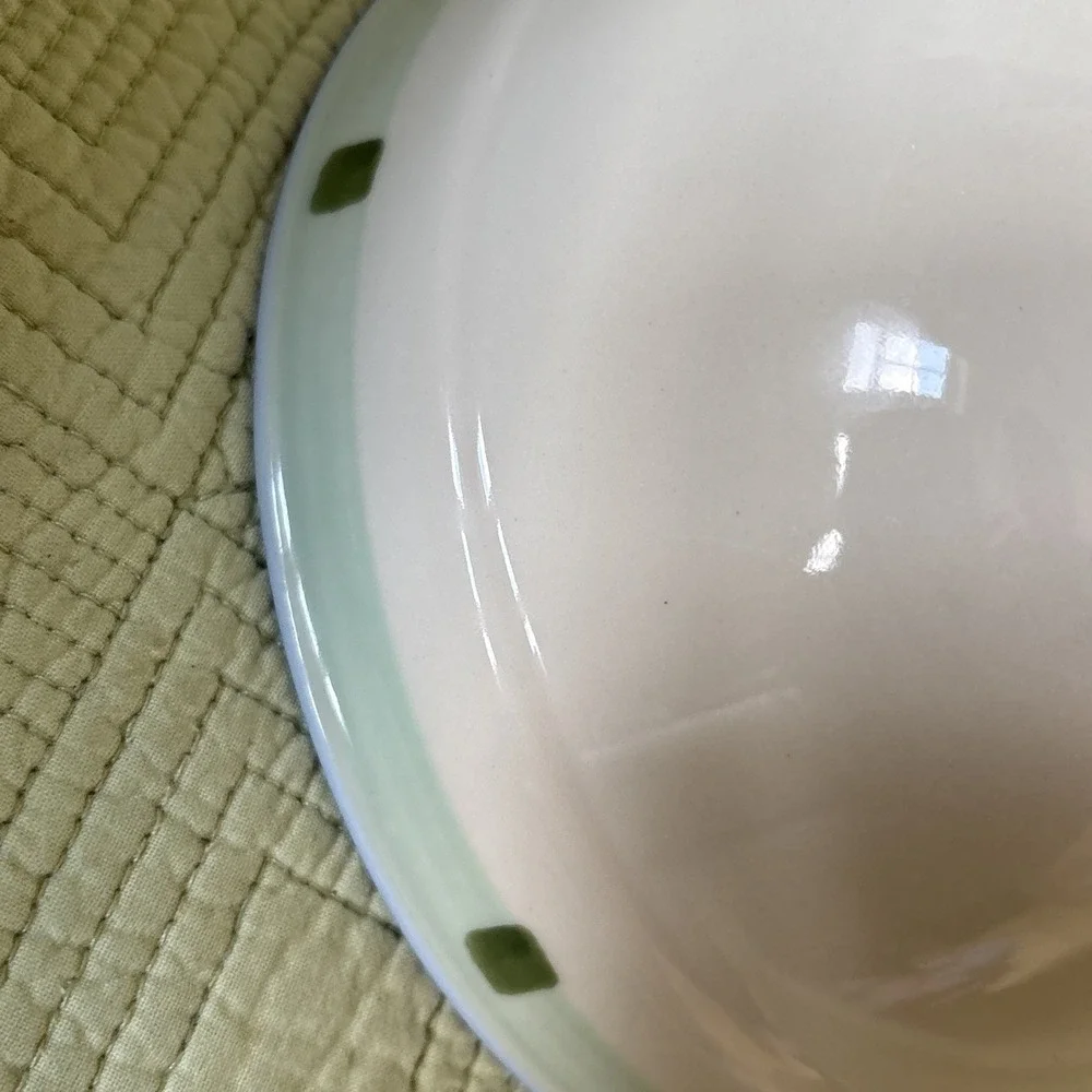 Hartstone USA Hand Painted Fruit Stoneware Bowl Yellow Blue Green 7.25